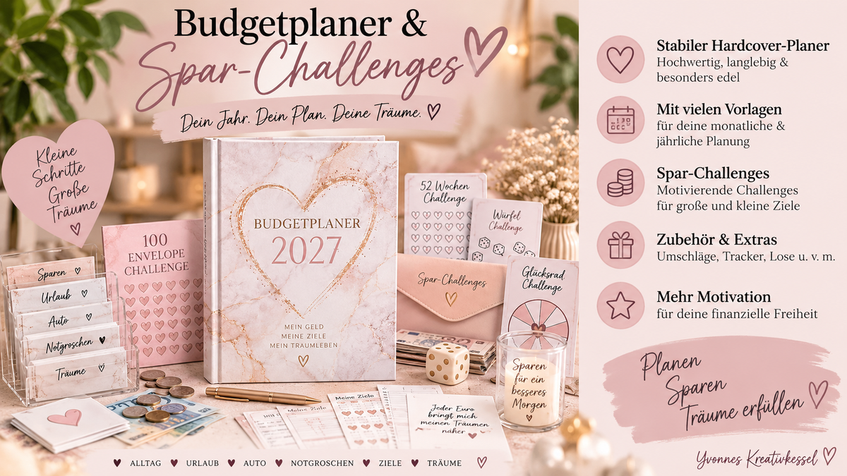 Budgetplaner und Spar-Challenges – Yvonnes Kreativkessel