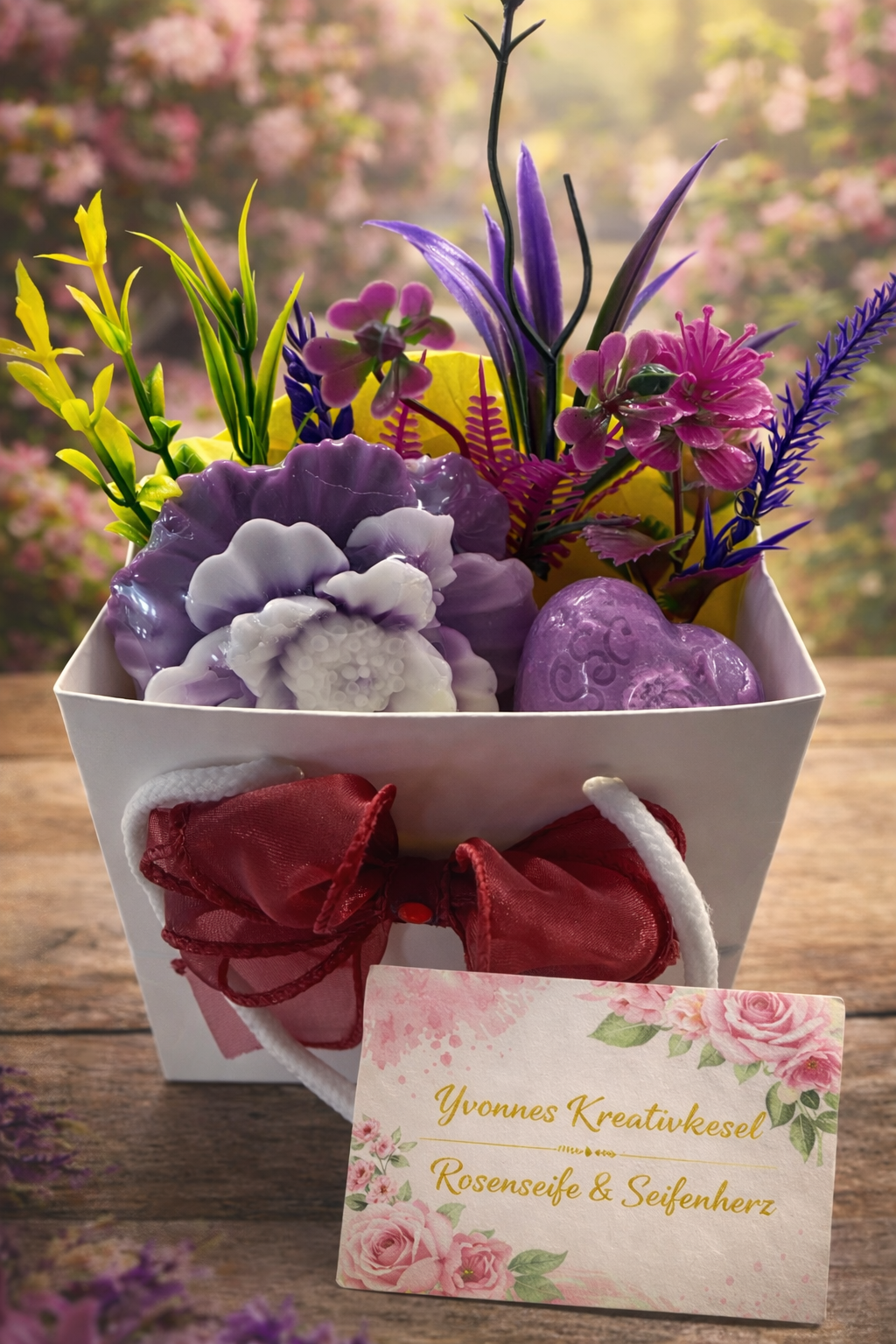 Geschenke Box Seife mit Herz und Blume