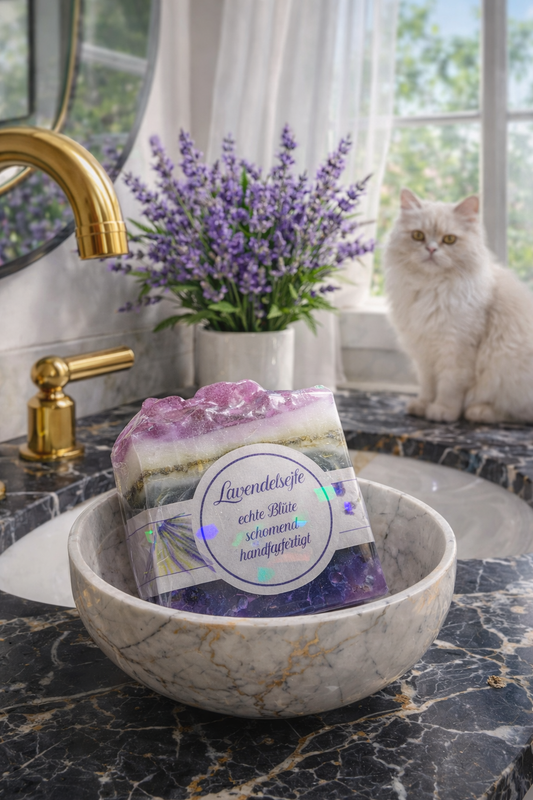 Lavendelseife mit echten Lavendelblüten