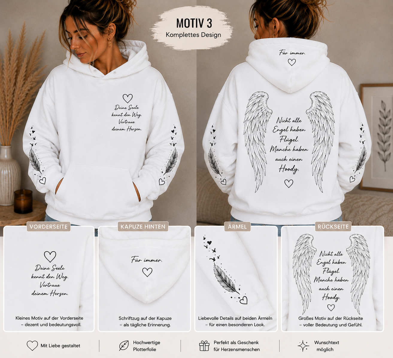 Personalisierte Hoodies mit Wunschmotiv, Sprüchen & Plotterdesigns