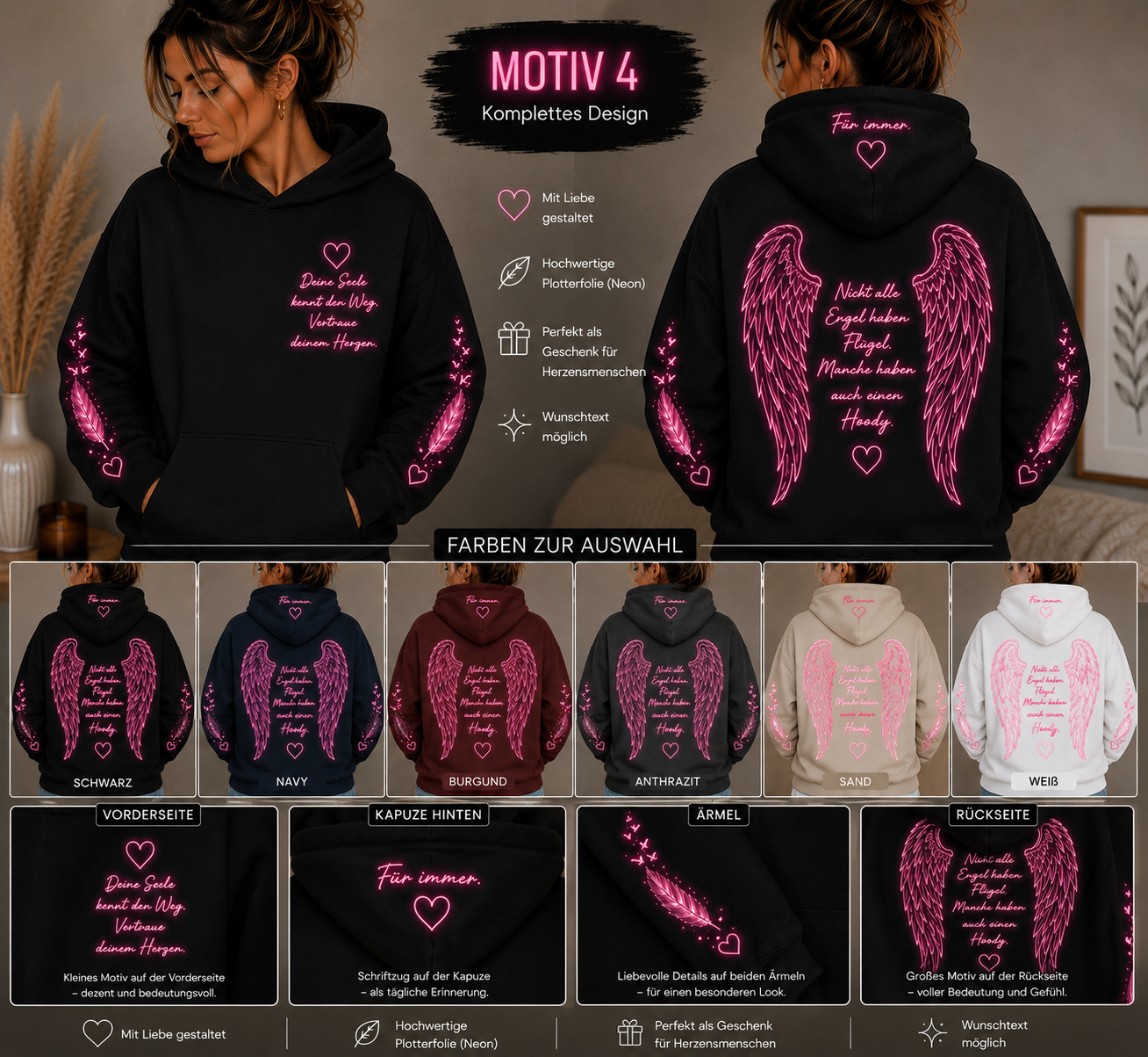 Personalisierte Hoodies mit Wunschmotiv, Sprüchen & Plotterdesigns