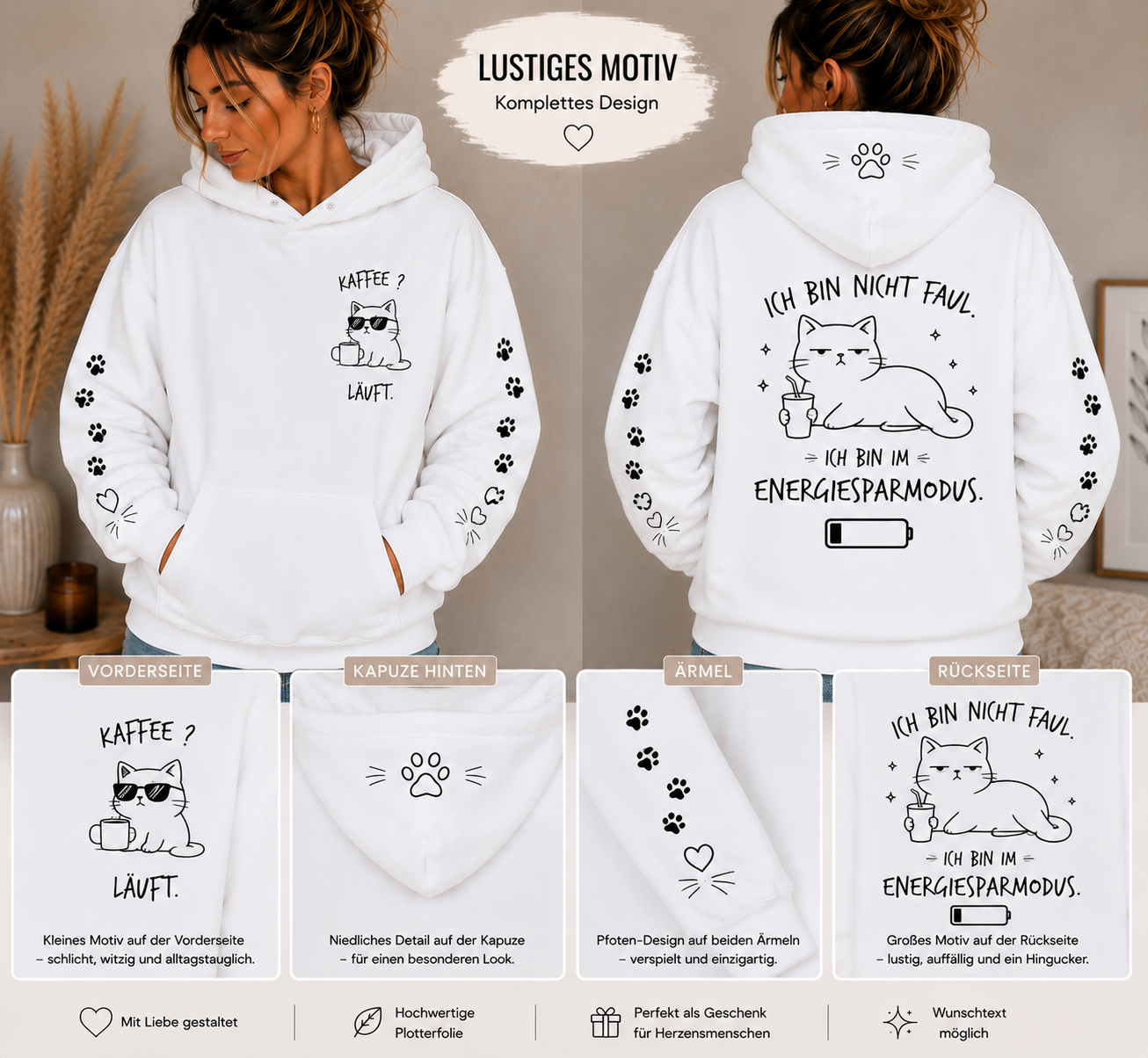 Personalisierte Hoodies mit Wunschmotiv, Sprüchen & Plotterdesigns