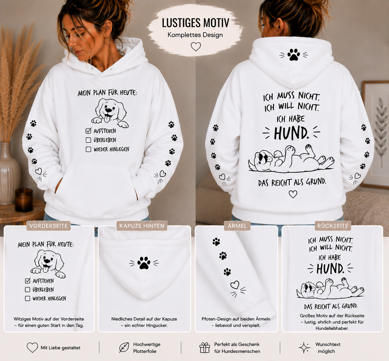Personalisierte Hoodies mit Wunschmotiv, Sprüchen & Plotterdesigns