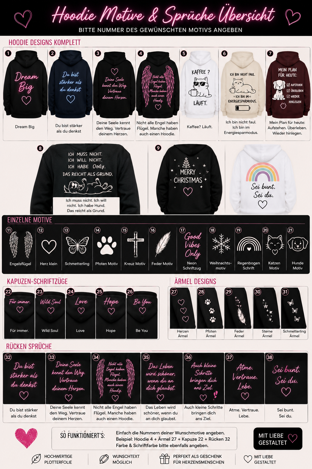 Personalisierte Hoodies mit Wunschmotiv, Sprüchen & Plotterdesigns