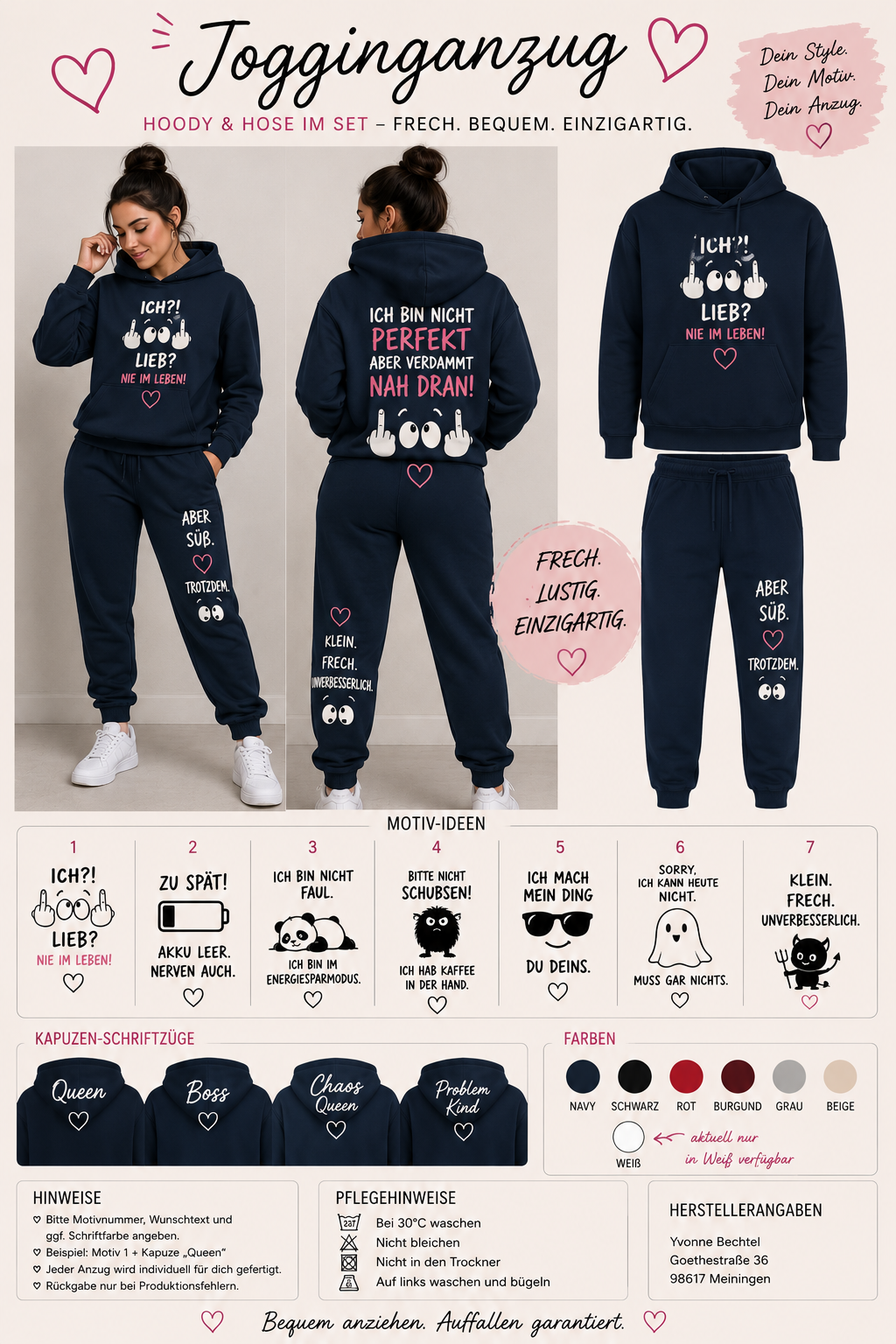 Personalisierte Jogginganzüge mit Wunschmotiv