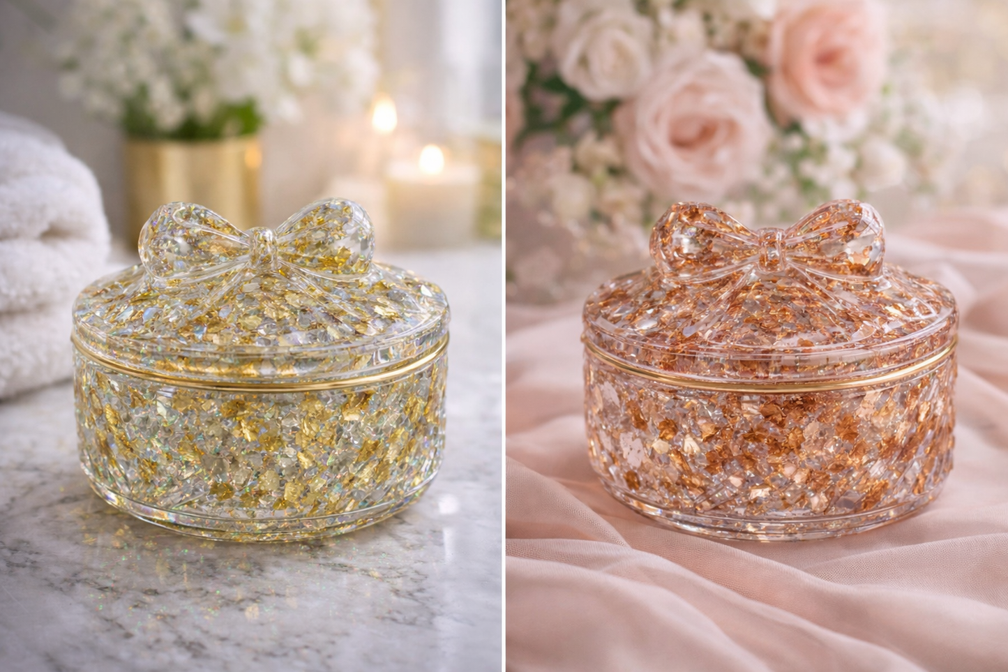 Resin Schmuckdose mit Deckel (Gold) [Deko & Aufbewahrung]